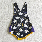 Halloween black ghost bubble romper