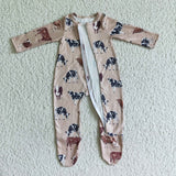long sleeve cow zip baby romper