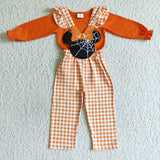 orange Cartoon suspenders girls outfits