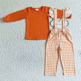 orange Cartoon suspenders girls outfits
