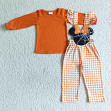 orange Cartoon suspenders girls outfits