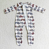 tractor  zip baby romper