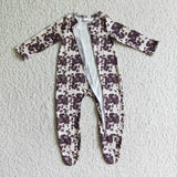 leopard zip baby romper