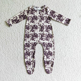 leopard zip baby romper