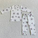 milk silk soft small flower print kids pajamas--#4