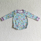 long sleeve blue cartoon romper