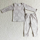 milk silk soft Smiling face print kids pajamas--#5