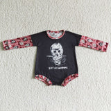 black and pink skull cartoon romper