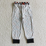 Halloween black plaid pumpkin boy pants