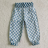 blue Checkerboard checked boy pants