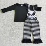 Halloween skull girls stripe outfits