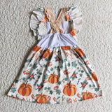 Halloween pumpkin lace girls dresses