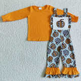 Halloween pumpkin orange suspenders for girls