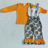 Halloween pumpkin orange suspenders for girls