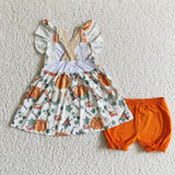 Halloween pumpkin lace girls clothing