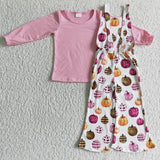 Halloween pumpkin pink suspenders for girls
