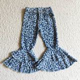 blue leopard girls jeans  no belt