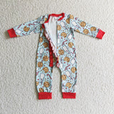 Santa Claus milk and cookies red ruffle girls romper