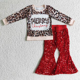 Christmas leopard and sequins pants girls clothing