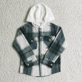 green and white  flannel pullover