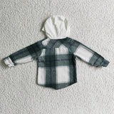 green and white  flannel pullover