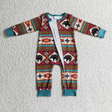 cowboy zip baby romper