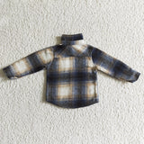 brown and blue black plaid boys T-shirts