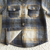 brown and blue black plaid boys T-shirts