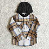 brown and black flannel pullover