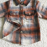 Brown and white plaid boys T-shirts
