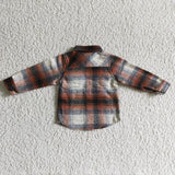 Brown and white plaid boys T-shirts
