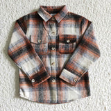 Brown and white plaid boys T-shirts