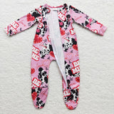 western be mine pink zip romper