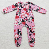 western be mine pink zip romper