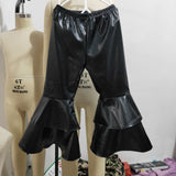 black ruffle Leather pants