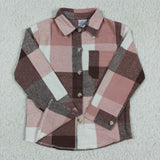 Brown and pink plaid boys T-shirts