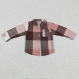 Brown and pink plaid boys T-shirts