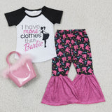 black and pink Baby girl clothing  outfits with handbag