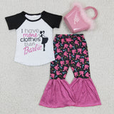 black and pink Baby girl clothing  outfits with handbag