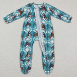 western green cowboy zip romper
