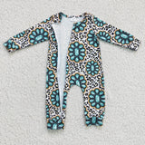 western green turquoise zip romper