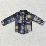 navy blue and yellow  plaid boys T-shirts