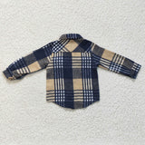 navy blue and yellow  plaid boys T-shirts