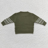 boys and  girls skull cow green sweater