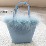 blue handbag
