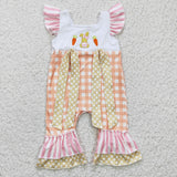 Easter orange plaid girls romper