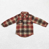 brown and red plaid boys T-shirts