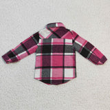 long sleeve pink plaid T-shirts