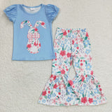 Easter blue bunny girls clothing