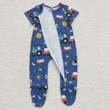 short sleeve farm zip romper